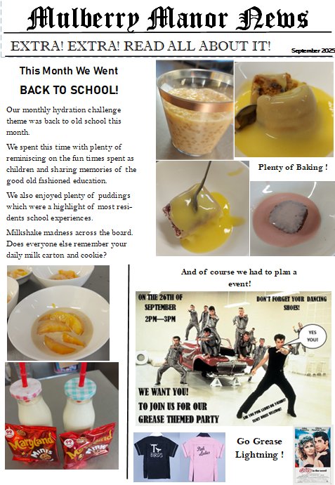 Mulberry Manor care home newsletter September 25